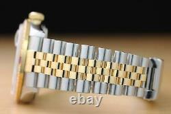 Rolex Mens Datejust 16013 Red Vignette 18k Yellow Gold Ruby Diamond Steel Watch