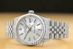Rolex Mens Datejust 16014 Silver Dial 18k White Gold & Stainless Steel Watch