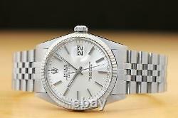 Rolex Mens Datejust 16014 Silver Dial 18k White Gold & Stainless Steel Watch