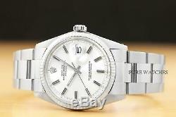 Rolex Mens Datejust 1601 Silver Dial 18k White Gold & Stainless Steel Watch