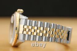 Rolex Mens Datejust 16233 Two Tone 18k Yellow Gold Diamond Sapphire Watch