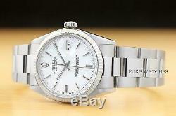 Rolex Mens Datejust 18k White Gold Bezel & Stainless Steel White Dial Watch