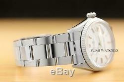 Rolex Mens Datejust 18k White Gold Bezel & Stainless Steel White Dial Watch