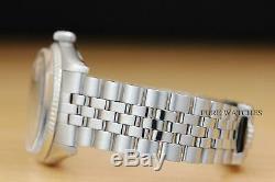 Rolex Mens Datejust 18k White Gold Stainless Steel Black Diamond Watch