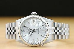 Rolex Mens Datejust 18k White Gold & Stainless Steel Silver Dial Watch