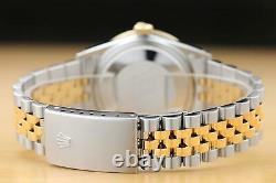 Rolex Mens Datejust 2 Tone Mother Of Pearl Sapphire Dial Quickset Diamond Watch