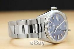Rolex Mens Datejust Blue Dial 18k White Gold And Stainless Steel Watch