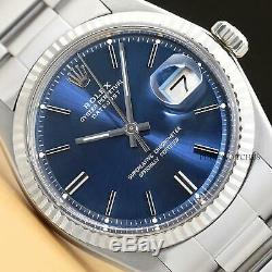 Rolex Mens Datejust Blue Dial 18k White Gold & Steel Watch + Oyster Band