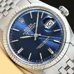 Rolex Mens Datejust Blue Dial 18k White Gold/stainless Steel Watch & Rolex Band