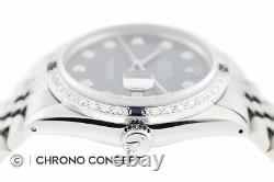 Rolex Mens Datejust Blue Diamond Sapphire 18K White Gold & Stainless Steel Watch
