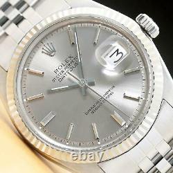 Rolex Mens Datejust Gray Dial 18k White Gold & Stainless Steel Watch