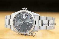 Rolex Mens Datejust Original Gray Sigma Dial 18k White Gold & Steel Watch