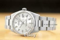 Rolex Mens Datejust Original Wide Boy Dial 18k White Gold Bezel & Steel Watch