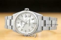 Rolex Mens Datejust Original Wide Boy Dial 18k White Gold Bezel & Steel Watch