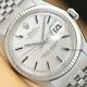 Rolex Mens Datejust Oyster Perpetual Silver Dial Watch + 18k White Gold Bezel