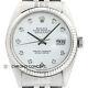 Rolex Mens Datejust Quickset 18K White Gold & Stainless Steel Watch
