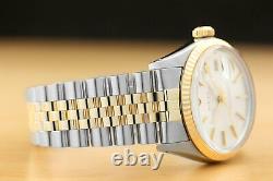 Rolex Mens Datejust Quickset 18k Yellow Gold & Stainless Steel Silver Dial Watch