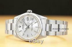 Rolex Mens Datejust Silver 18k White Gold & Stainless Steel Watch Oyster Band