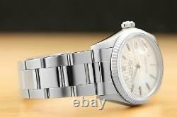 Rolex Mens Datejust Tapestry Dial 18k White Gold/stainless Steel Quickset Watch