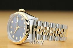 Rolex Mens Datejust Two-tone Quickset Blue Dial Watch 16233 & Rolex Bracelet