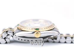 Rolex Mens Datejust Watch 36mm 18KY & SS White MOP Diamond String Emerald Dial