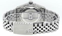 Rolex Mens Datejust Watch S/Steel & 18K White Gold Black String Diamond Dial