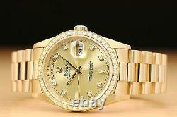 Rolex Mens Day-date Factory Diamond Dial 18k Yellow Gold President Watch