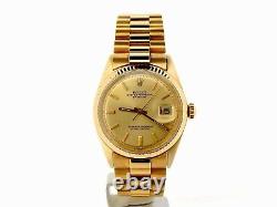 Rolex Mens Solid 18K Yellow Gold Datejust withGold Plated President Style Bracelet