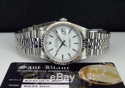 Rolex Mens Stainless White Gold Bold Stick DateJust Model 16234 SANT BLANC