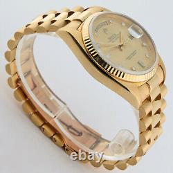 Rolex President Day-Date 18K Yellow Gold 18038 Factory Diamond Dial Mens Watch