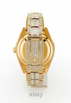 Rolex Sky-Dweller Yellow Gold 326938 Huge Bezel Fully Iced Out Baguette Diamonds