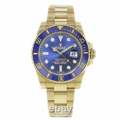 Rolex Submariner 116618 Blue on Blue 18K Yellow Gold Automatic Mens Watch