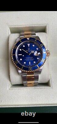 Rolex Submariner Champagne Men's Blue Bezel Watch 16613