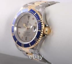 Rolex Submariner Date 16613 Two Tone 18k & S/Steel 40mm Watch-Gray Diamond Dial