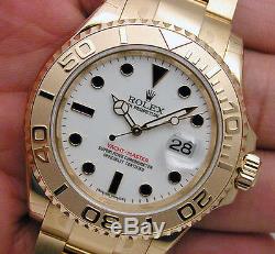 Rolex YACHTMASTER 16628 Mens 18K Yellow Gold Oyster Bracelet White Dial 40MM