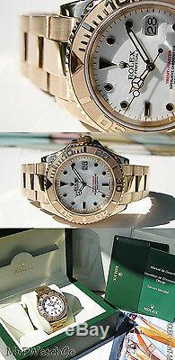 Rolex YACHT-MASTER 16628 Mens 18K Yellow Gold Time Lapse Bezel White Dial 40MM