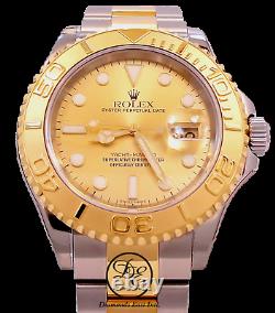 Rolex Yacht-Master 16623 Two Tone 18K Yellow Gold/SS Champagne Dial Watch MINT