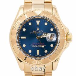 Rolex Yacht-Master 16628 B 18k Yellow Gold Blue Dial Mens 40mm Watch