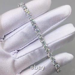 Round Cut 10 TCW VVS1 Real Moissanite 8 Tennis Bracelet 14k White Gold Plated