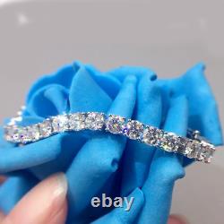 Round Cut 10 TCW VVS1 Real Moissanite 8 Tennis Bracelet 14k White Gold Plated