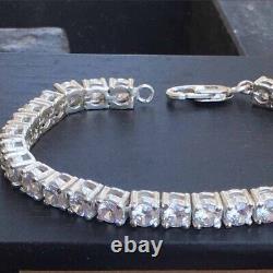 Round Cut Certified Moissanite Engagement Unisex Bracelet 14k White Gold Plated