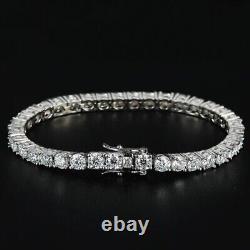 Round Cut Moissanite Engagement Tennis Bracelet For Her in 14k White Gold Plated