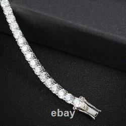 Round Cut Moissanite Engagement Tennis Bracelet For Her in 14k White Gold Plated