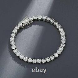 Round Cut Moissanite Tennis Bridal Party Wear Bracelet 14k in White Gold Plated