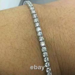 Round Cut Moissanite Tennis Bridal Party Wear Bracelet 14k in White Gold Plated