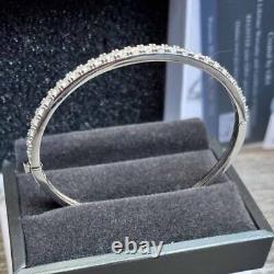 Round Cut VVS1 3mm Moissanite Bangle Bracelet For Her in 14k White Gold Plated