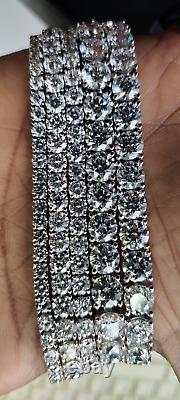Round Lab grown Diamond Tennis Bracelet D/VVS 14.20Ct 18k White Gold 19 Grams