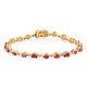 Ruby, White Zircon Tennis Bracelet Gold Plated Silver for Wife/Mother 8'' 8.38ct