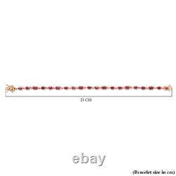 Ruby, White Zircon Tennis Bracelet Gold Plated Silver for Wife/Mother 8'' 8.38ct
