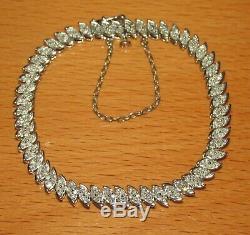 SECONDHAND 9ct WHITE GOLD MULTI DIAMOND LINE BRACELET (17cm)